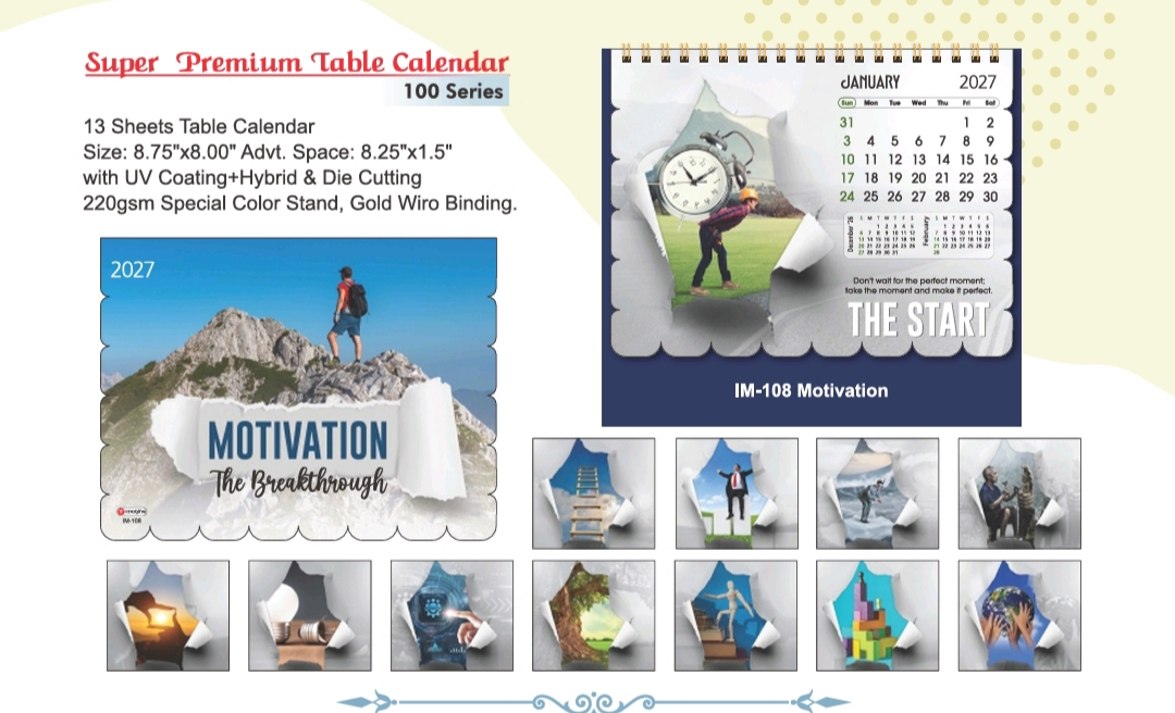 Premium UV Desk Calendar- Motivation - Sliding Table Calendar